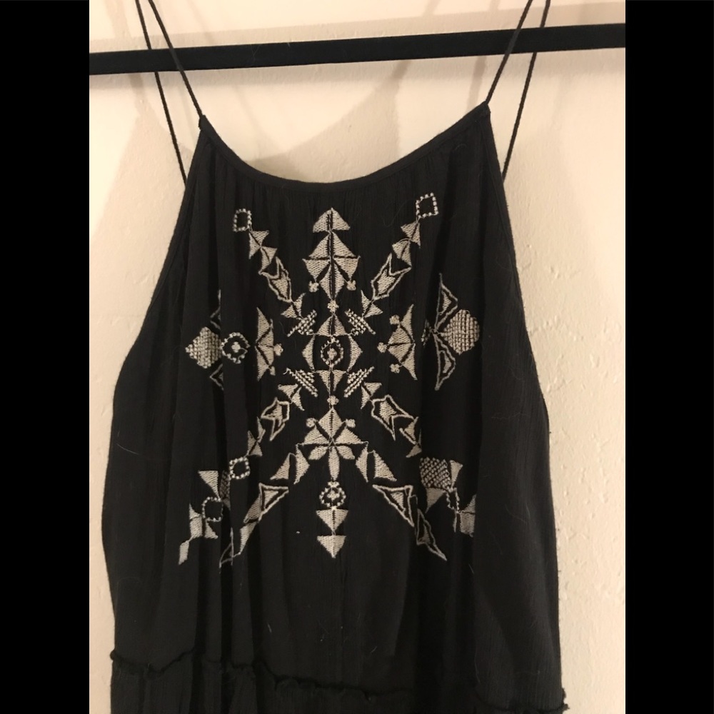 Black sundress with embroidery detail